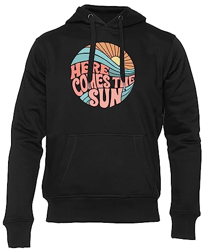 Sweat à capuche noir unisexe avec motif Pink Groovy Here Comes The Sun