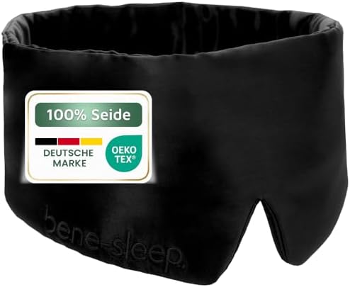 bene-sleep® Premium Seidenschlafmaske – 100% lichtdicht – Weiche Polsterung – Hautfreundlich Augenbrille für erholsamen Schlaf – Für längeren REM-Schlaf und schnelleres Einschlafen