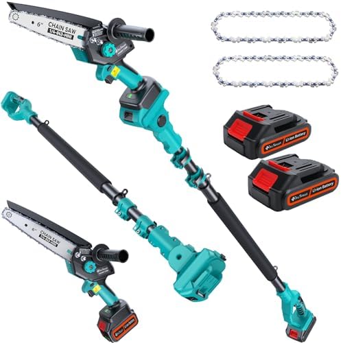 Cordless Pole Saw&Mini Chainsaw,2-IN-1 6 inch Electric Handheld Chain Saw with...