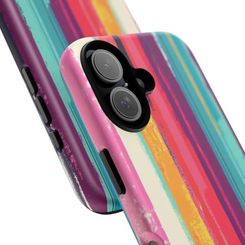 Art abstrait coque iPhone 16 rigide mate rayures verticales - 2