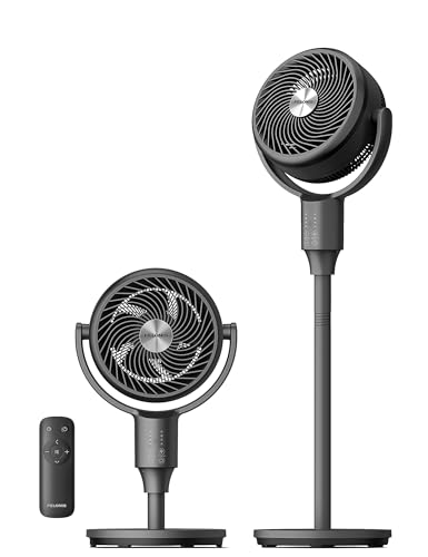 PELONIS Standing Fan for Bedroom, Table Fan & Pedestal Fan, 135°+90°Auto Oscillation, 23 dB Quiet Oscillating Floor Fans with Remote, 3 Speeds, 80 ft Air Circulator, 7H Timer, Memory Function