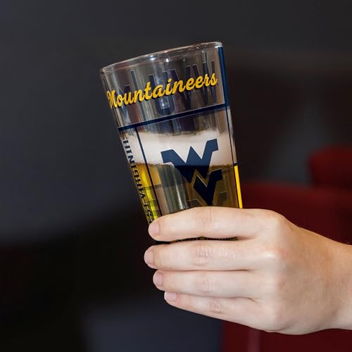 Image of Logo Brands NCAA oz Stained Glass Pint Glass - 3D Embossed Logo & Bold Team Colors - Durable Sports Fan Beer Glass for Home, Bar & Tailgates
