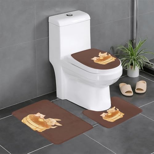 メイドインアビス 3点セット トイレu型足元マット フタカバー 滑り止め バスルーム 浴室 洗える 吸水 速乾 便器ふたカバー 家庭用 洗える 家庭用/ホテル用