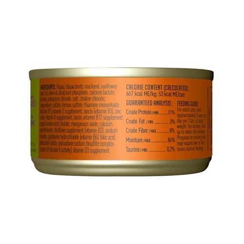 Image of Tiki Cat Luau Shredded Meat, Tilapia Recipe in Tilapia Consumme, Grain-Free Balanced Nutrition Wet Canned Cat Food, For All Life Stages, 2.8 oz. Can (12 Count)
