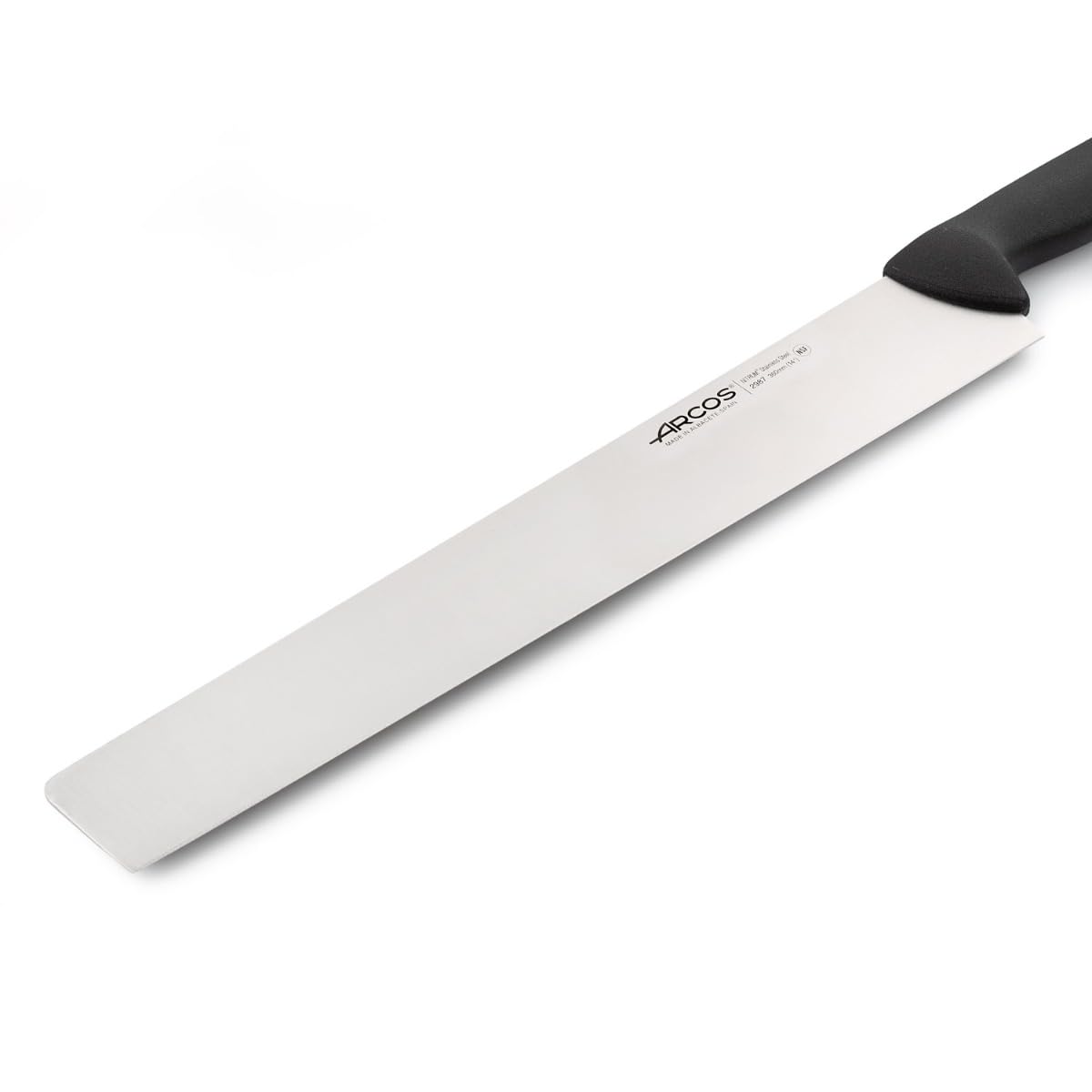 Arcos Couteau Acier Inoxydable NITRUM pour Salami et Fromage, Lame 36 cm, Manche Polypropylène Noir, Série 2900, Coupe Précise et Durable