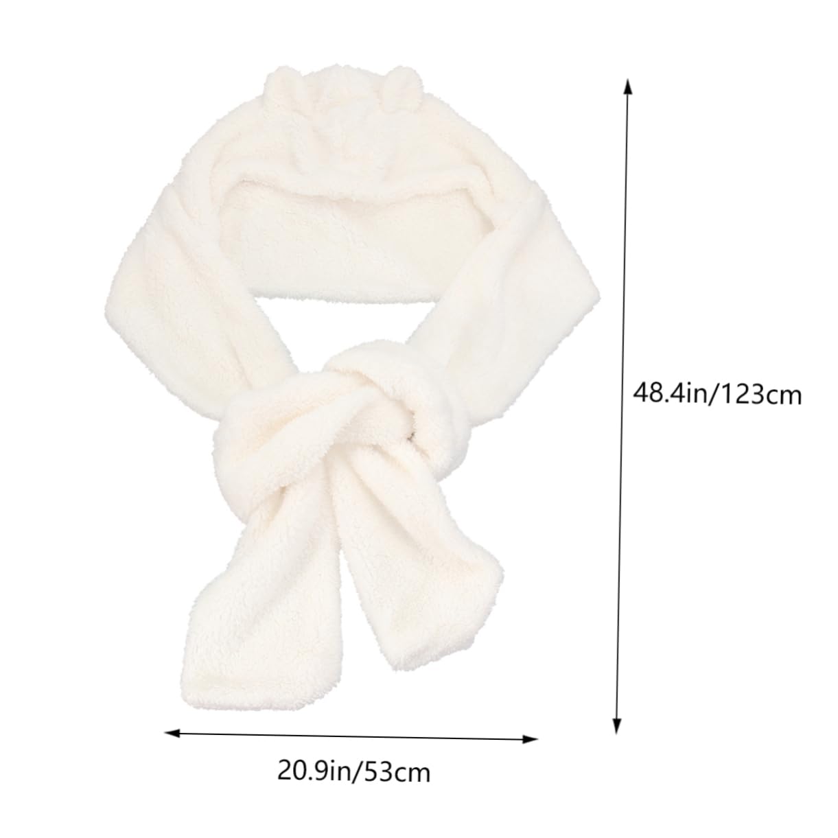 VANZACK Adorable Thickened Bear Ear Scarf for Plush Warm Hoodie Scarf for Christmas Year Protects Neck Ears from Cold Cozy Present for Family Friends White
