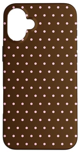 Élégant Motif Minimaliste à Pois Marron et Rose Coque pour iPhone 16 Plus
