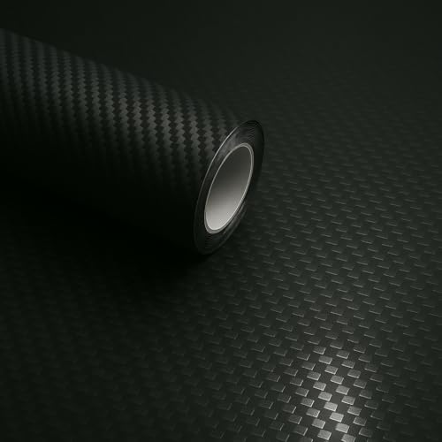 RockRose 3D Matte 3D Black Carbon Fiber Vinyl Wrap, Anti-Wrinkle, Air Release Automotive Bubble Wrap, Self Adhesive Car Vinyl Sticker DIY Decals 1FT x 10FT