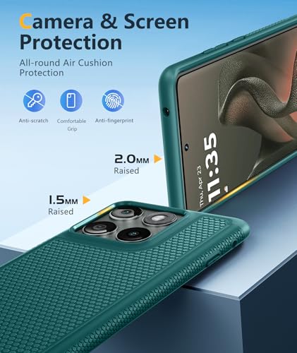 Image of FNTCASE for Motorola Edge 2025 Case: Dual Layer Protective Lightweight Duty Cell Phone Cover Shockproof Rugged with Non Slip Textured Back - Military Protection Bumper Tough - 6.7inch (Green)