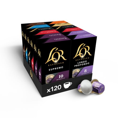 L'OR Espresso Assortiment 8 Variétés Évitez les Pannes de Café avec 120 Capsules