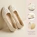 Imagen de GLAMORA Bailarinas Manoletinas Caladas Mujer Zapatos Planos Transpirables Tejido Flexible Puntera Redondeada Suela de Goma Cómodos Ligeros Bailarinas Verano beige-37