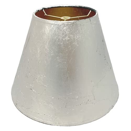 Image of Royal Designs, Inc. Trendy Decorative Handmade Lamp Shade, Made in USA, 14 in, Deep Empire - Silver Leaf