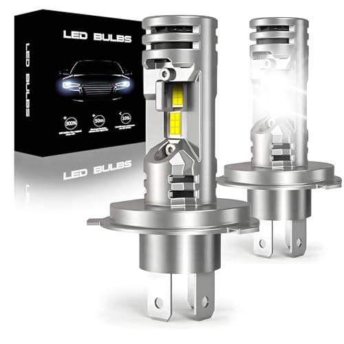 SPOLI Lot de 2 ampoules de phare LED H4, 60 W, 15 000 lm, 650 % de luminosité avec ventilateurs, 6000 K bleu, étanchéité IP68, système de refroidissement avancé, Plug and Play, lot de 2 (H4)