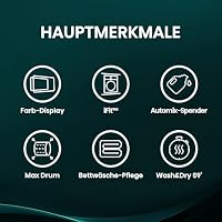 Hisense WD3I8043BWF2 Waschtrockner /8 KG /1400 U-Min/ConnectLife /18 Programme/iFit/Max Drum/Nachladefunktion/Wash&Dry 59' /Automix-Spender /30% besser als Energieeffizienzklasse A/Weiß – Ansicht 3