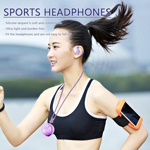 ANEFOSE Earphone Wireless Bluetooth, OWS Hanging Bluetooth 5.4 Earphones, Open Ear Headset Ball - Portable and Comfortable, HiFi Stereo Sound Headphones Noise Cancelling Running Sport (Purple)