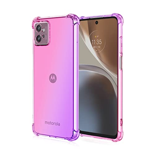 HONLEN Funda para Motorola Moto g32 Carcasa, (6.5' Inches) Gradiente Transparente TPU Silicona Case, Protección de Esquina Mejorada Cover Rosado Morado
