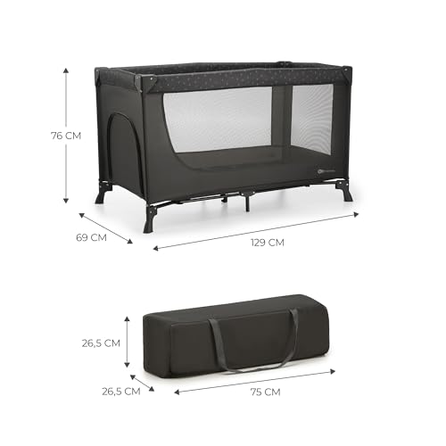 Kinderkraft Kinderreisebett Joy Light, Babybetten, Kinderbett, Reisebett, Praktisch, Modernes Design, Kleine Abmessungen nach Zusammenklappe, Tasche, Grau
