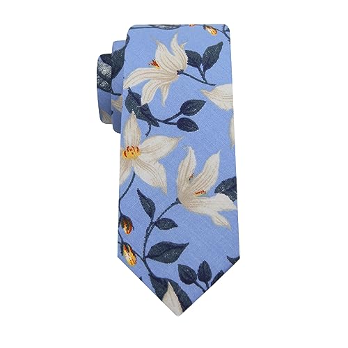 Image of Mantieqingway Floral Ties for Men Skinny Cotton Tie Flower Necktie