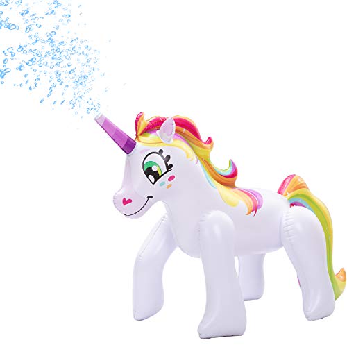 JOYIN Inflatable Unicorn Yard Sprinkler, Alicorn/ Pegasus Lawn Sprinkler for Kids (36' x 53')