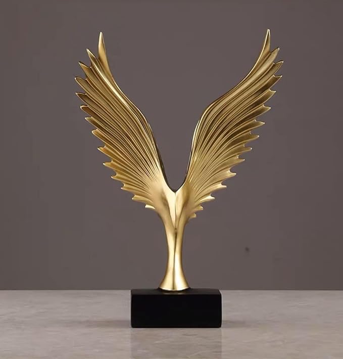 Image of Resin Eagle Wing Figurines Sculptures Home Decor Showpiece Feng Shui Vastu Eagle Wing Statue for Home Decor Showpiece (Multicolor) (Gold)