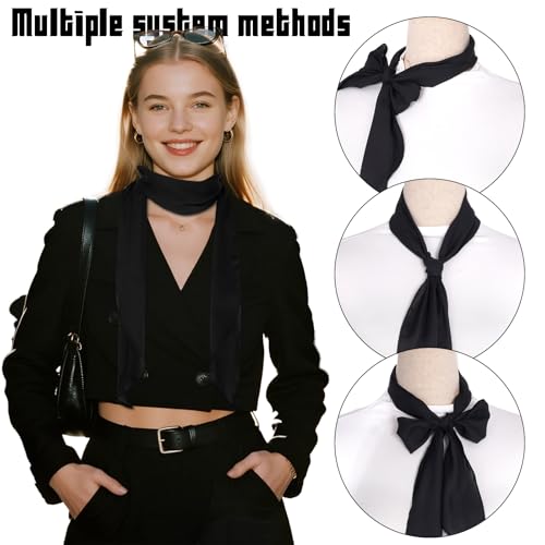 Long Satin Neckerchief Solid Color Skinny Scarf Necktie Ribbon Neck Scarf for Women Girls Halloween Costume Party Accessory2
