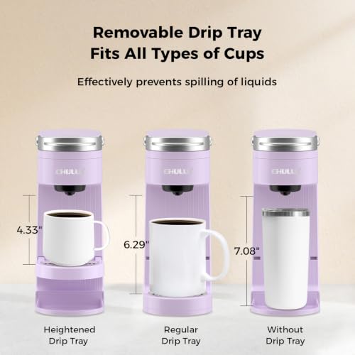 Image of CHULUX Compact Single Serve Coffee Maker Brewer for K Cup Pod, Light Violet