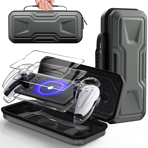 Image of FYOUNG 3 in 1 Accessories Case Bundle for Playstation Portal | Carrying Case & Hard PC Clear Cover with Screen Protector, Protective Case & Hard Shell Travel Handbag for PS5 Portal(Grey)