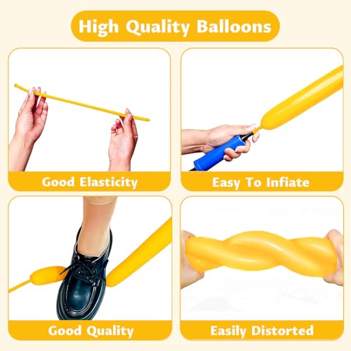 Image of 260 Lemon Yellow Long Balloons for Balloon Garland Thickening Skinny Latex Twisting Animals Modeling Christmas Birthday Wedding Party Festival Decorations 100pcs