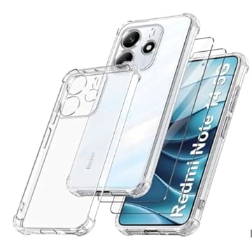 Capa Anti Impactos para Redmi Note 14 5G, 2x Películas Protetoras 5D, Bordas Antiquedas, Proteção para Lente Câmera