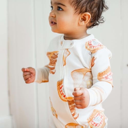 Image of Burt's Bees Baby unisex-baby Sleep & Play, Organic One-piece Romper-jumpsuit Pj, Zip Front Footed Pajama