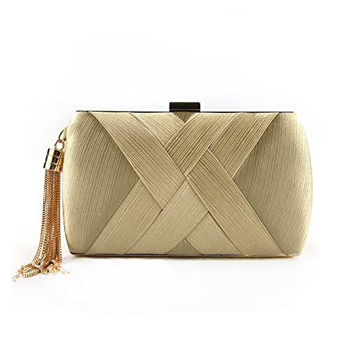 SUKUTU Pochettes de Soirée pour Femme Sac en Satin pour Soirée de Mariage Sac à Main avec Pompon Pendentif Cocktail Prom Sacs à Main