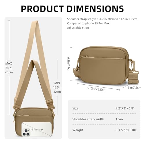 AMZFROG Small Checkered Crossbody Bag for Women Cute Purses Trendy Shoulder Handbags Wide Strap Caramel by AMZFROG - Used condition - Image 3