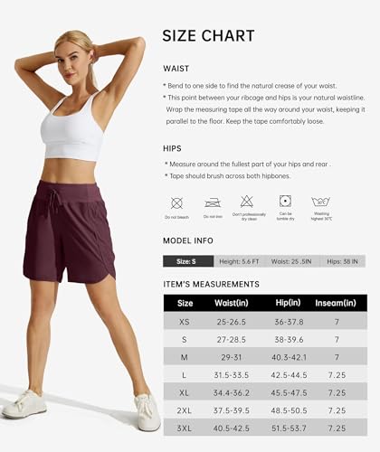 Image of Willit Women's 7 inch Athletic Running Shorts Long Workout Hiking Shorts Quick Dry High Waisted Active Zipper Pocket