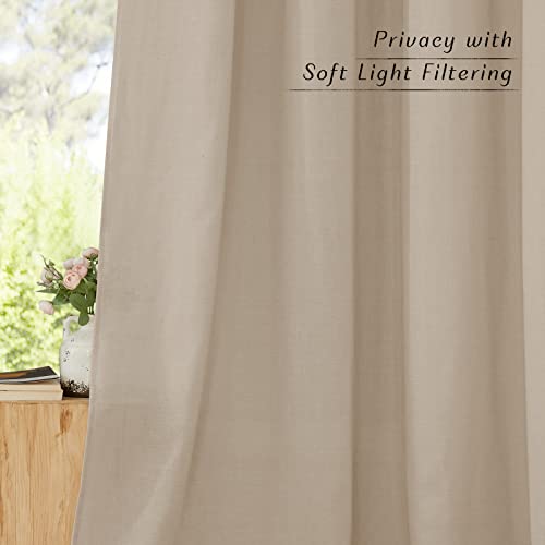 Nicetown Privacy Light Filtering Linen Curtains & Drapes, Grommet Privacy Added Thick Flax Not See Through Retro Window Treatments For Bedroom/Living Room, Taupe, W55 X L84, 2 Panels #TOP1