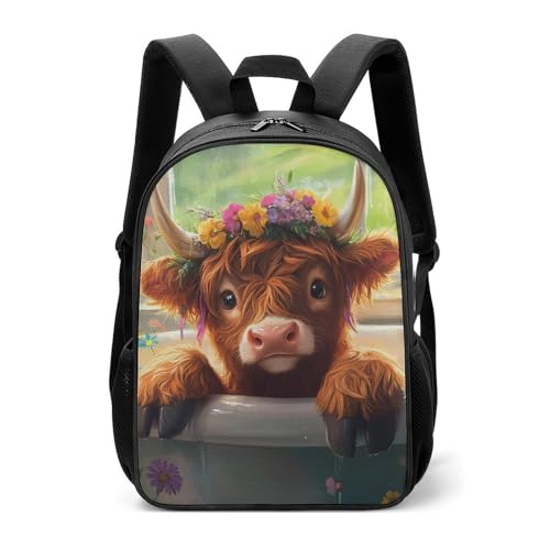 Highland Cow Cute Backpack Large Capacity Oxford Oloth Backpacks for Women Men Traveling