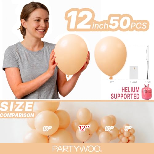 Image of PartyWoo Nude Balloons 50pcs Apricot Boho Fall Neutral Color 12 Inch