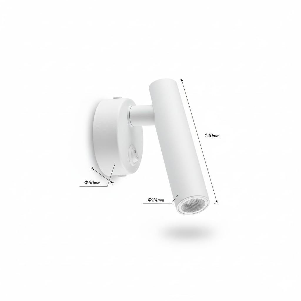 Applique LED da Lettura 2W Orientabile 350° con Interruttore Integrato – Luce Naturale 4000K, Braccio Regolabile 90°, Lampada da Parete Moderna per Camera da Letto, Hotel, Studio (Nero)