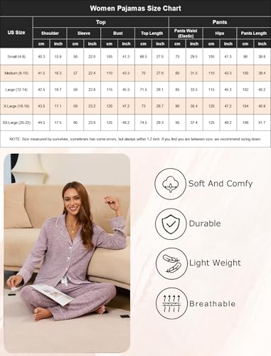 Image of Pjmlifecoco Pajamas Set Long Sleeve Womens Button Down Sleepwear Two Piece Nightwear Soft Pj Lounge Sets S-XXL