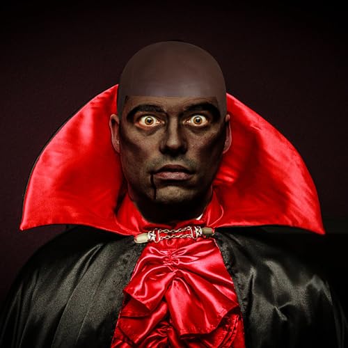 Iceyyyy 2 Pack Dark Brown Bald Cap,Elastic Halloween Bald Caps Brown Skin with 4 Hairnets,Black Latex Fake Wig Cap for Halloween,Makeup,Costume,Theatre and Cosplay Party - Thumbnail 5