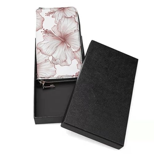 Hibiscus Flower Pattern Wristlet Long Wallet Womens Purse Zip Clutch Large Capacity Leather Purse Credit Coin Purse3