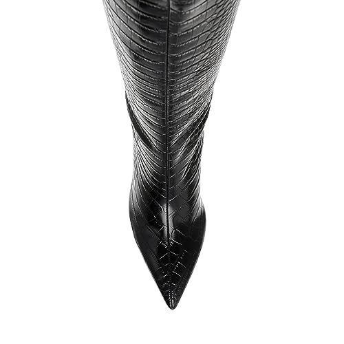 Steve Madden Women's Lavan Knee High Boot, Black Croco, 7