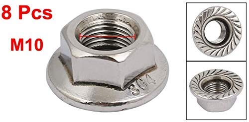 Liberty, 8 M10 X 1.25Mm Pitch Metric Fine Pitch 304 Stainless Steel Hexagonal Flange Nuts #TOP1