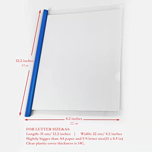 Houyee 40 Pack Clear Report Covers With Sliding Bars, 9Mm(40 Sheet Capacity) Sliding Bar Report Covers,5 Assorted Colors #TOP2