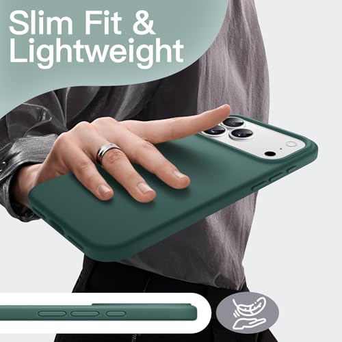 Image of JETech Liquid Silicone Case for iPhone 17 Pro Max 6.9-Inch, Silky Soft Touch Full-Body Protection, Anti-Scratch Shockproof Phone Cover with Microfiber Lining (Midnight Green)