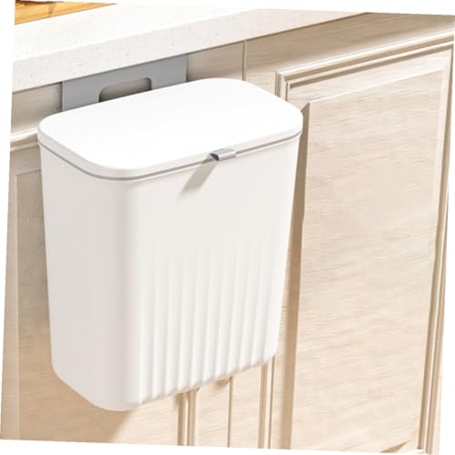 Caneca de basura pequeña para cocina con tapa deslizante e instalación en puerta, color marfil miniatura 6