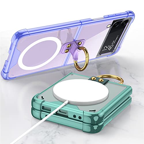 Étui de charge sans fil Samsung Z Flip 4 antichoc transparent bague