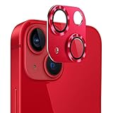 Kakuki For iPhone 13 /iPhone 13 mini カメラフィルム アイフォン13 /アイフォン13 ミニ カメラ保護フィルム 耐衝撃 露出オーバー防止 アルミ合金 カメラカバー (レッド)