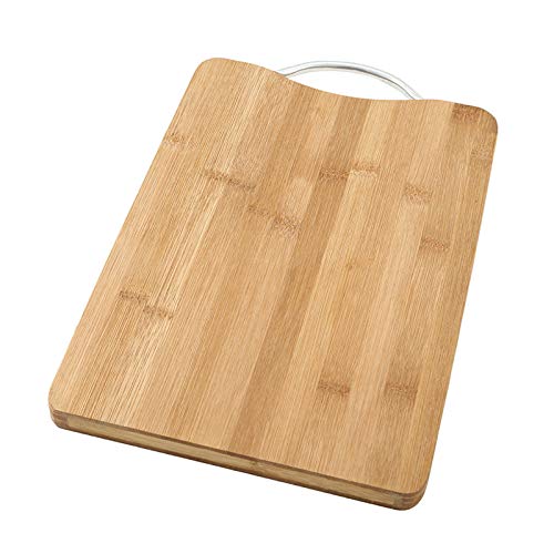 Tabla de cortar de bambú gruesa para cocina con asas, resistente para bandeja de servir frutas, verduras y carnes