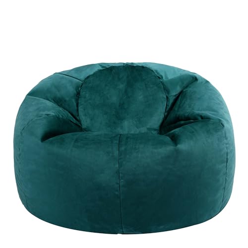 icon Kingston Velvet Bean Bag, Teal Green, Large Adult Bean Bag Chair with Filling Included, Accent Chair, Living Room, Living Room Furniture, Bedroom Furniture