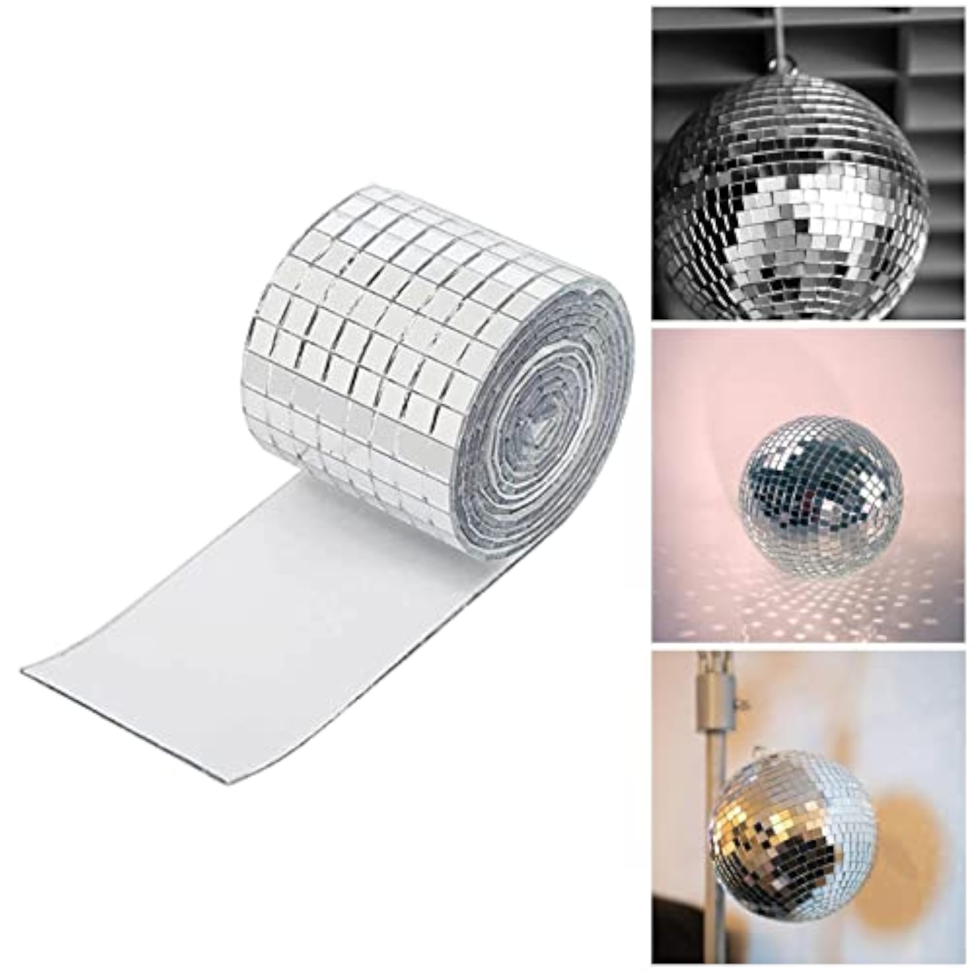 Mini Disco Ball Mirror Mosaic Tiles for Crafts, Self-Adhesive